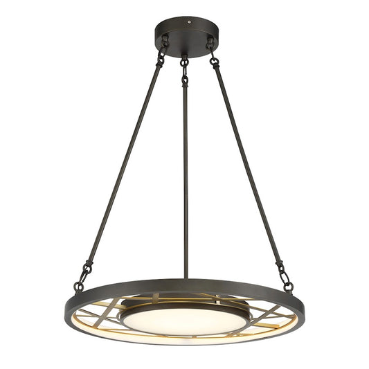 Minka Metropolitan Tribeca 24in 1-Light LED Pendant | Transitional Smoked Iron and Soft Brass | Kitchen Island & Dining Room | Model N7526-716-L