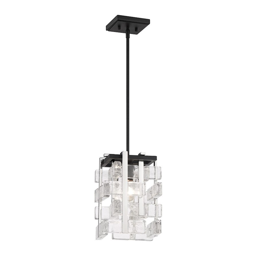 Minka Metropolitan Painesdale 9in 1-Light Mini Pendant | Industrial Sand Coal and Polished Nickel | Kitchen Island & Dining Room | Model N7541-729