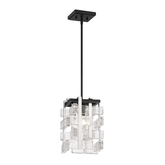 Minka Metropolitan Painesdale 9in 1-Light Mini Pendant | Industrial Sand Coal and Polished Nickel | Kitchen Island & Dining Room | Model N7541-729