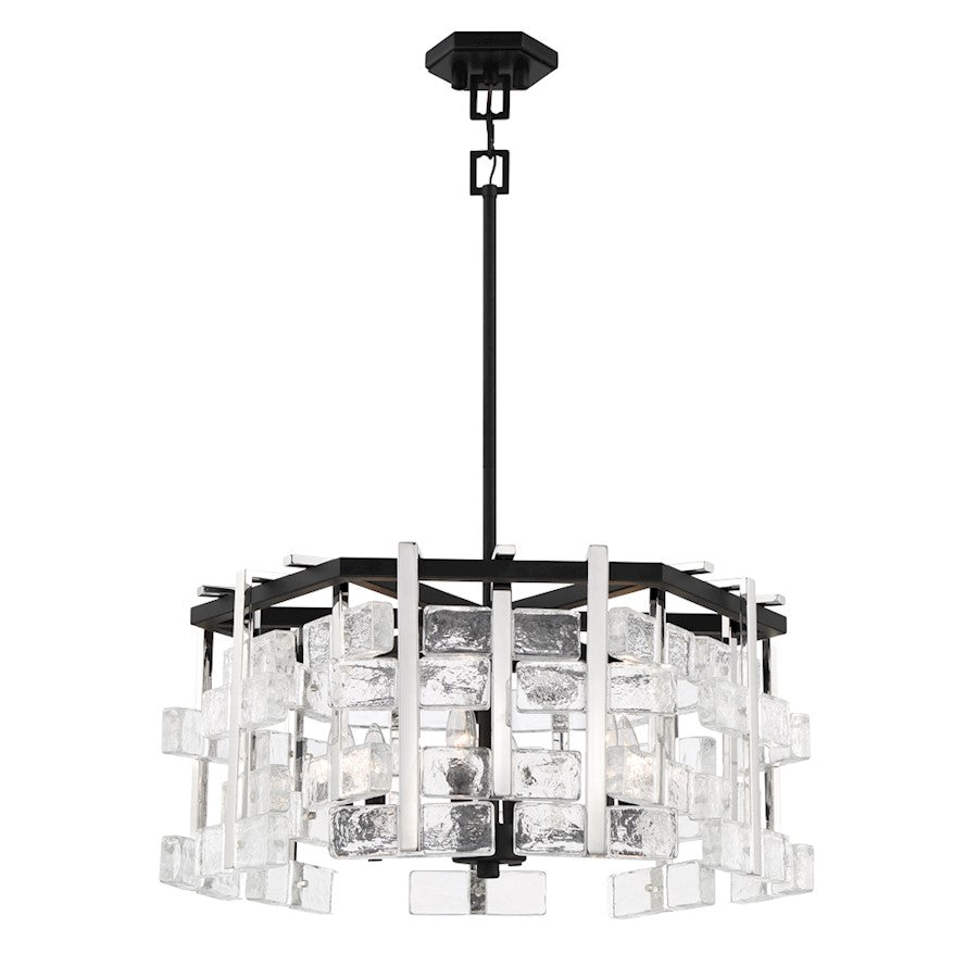 Minka Metropolitan Painesdale 28in 6-Light Pendant | Sand Coal and Polished Nickel Transitional | Kitchen Island & Dining Room | Model N7545-729