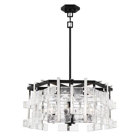 Minka Metropolitan Painesdale 28in 6-Light Pendant | Sand Coal and Polished Nickel Transitional | Kitchen Island & Dining Room | Model N7545-729