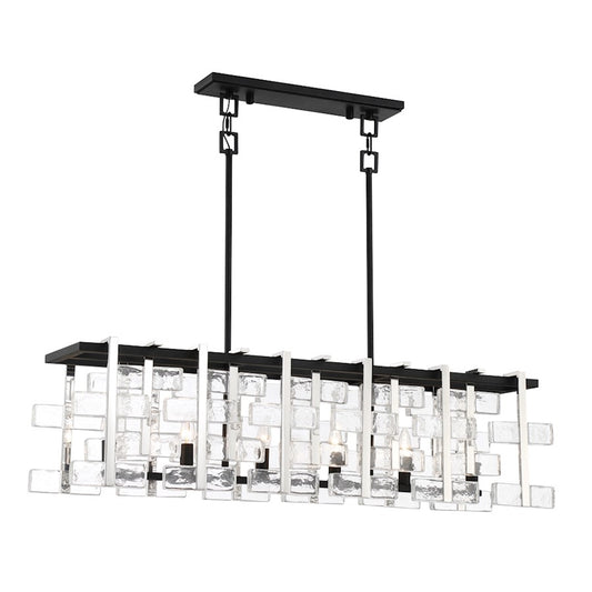 Minka Metropolitan Painesdale 45in 6-Light Island Light | Sand Coal & Polished Nickel Metal | Kitchen Island | 45 x 45 x 12 in | Model N7546-729