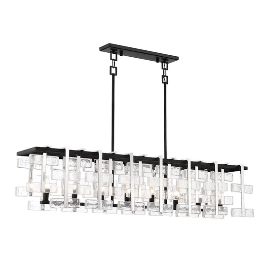 Minka Metropolitan Painesdale 56in 8-Light Island Light | Transitional Sand Coal and Polished Nickel Steel | Kitchen Island & | Model N7548-729