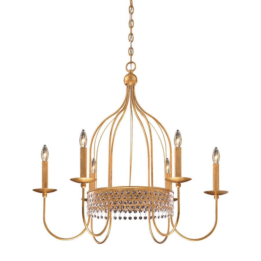 Metropolitan Lighting Kingsmont Large 32in 6-Light Pendant | Traditional Glitz Gold Leaf | Grand Foyer & Dining Room | Model N7652-705