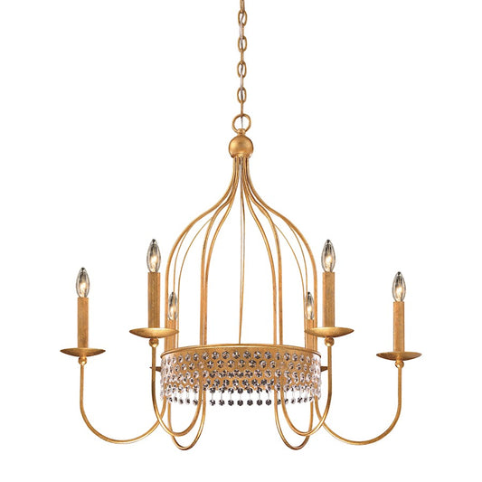 Metropolitan Lighting Kingsmont Large 32in 6-Light Pendant | Traditional Glitz Gold Leaf | Grand Foyer & Dining Room | Model N7652-705