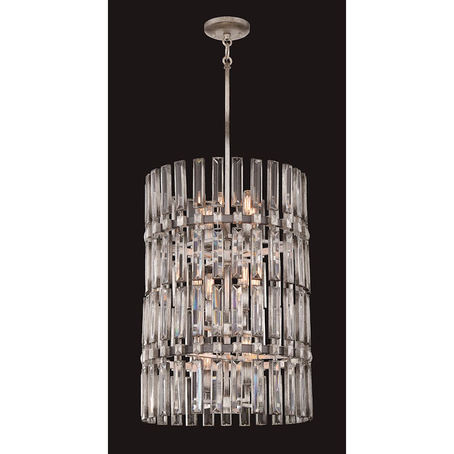Metropolitan Lighting Belle Aurore 17in 12-Light Pendant | Contemporary Shadow Silver Leaf Metal | Living Room & Foyer | Model N7711-700