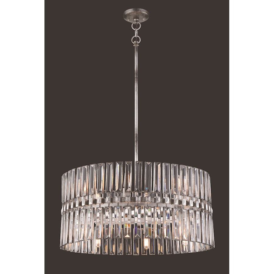 Metropolitan Lighting Belle Aurore Small 26in 12-Light Pendant | Contemporary Shadow Silver Leaf | Kitchen Island & Dining Room | Model N7712-700