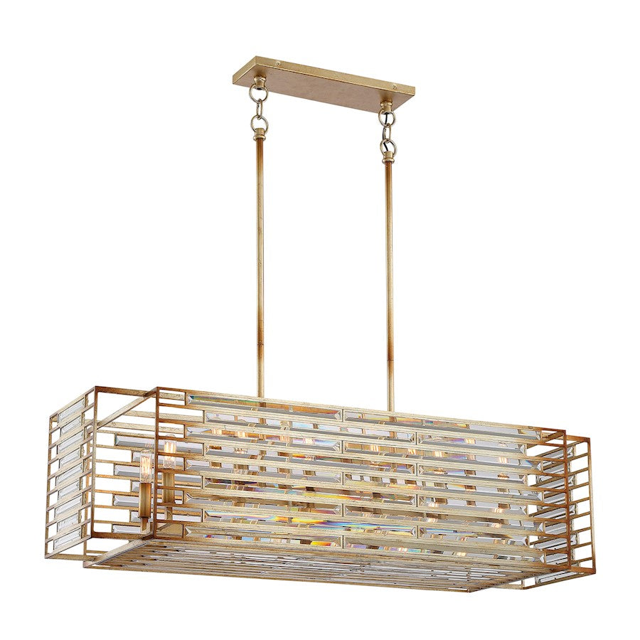 Minka Metropolitan Ruxton Hall 44in 12-Light Island Light | Skyline Gold Leaf | Kitchen Island & Dining Room | 44 x 16 x 30 in | Model N7726-710