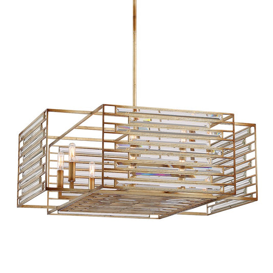 Minka Metropolitan Ruxton Hall 32in 8-Light Pendant | Transitional Skyline Gold Leaf | Dining Room & Foyer Statement Light | Model N7729-710
