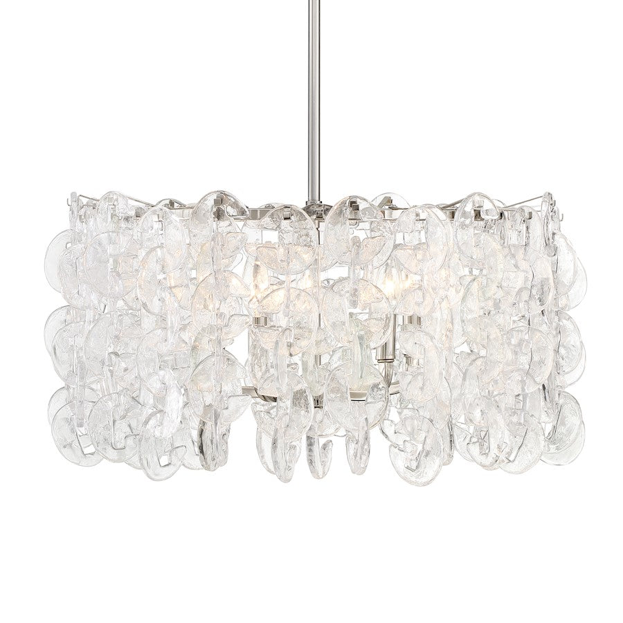 Minka Metropolitan Taffinoe 25in 5-Light Pendant | Transitional Polished Nickel and Clear Glass | Kitchen Island & Dining Room | Model N7735-613