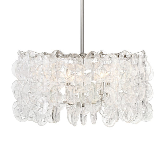 Minka Metropolitan Taffinoe 25in 5-Light Pendant | Transitional Polished Nickel and Clear Glass | Kitchen Island & Dining Room | Model N7735-613