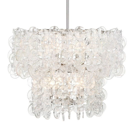Minka Metropolitan Taffinoe 30in 8-Light Pendant | Transitional Polished Nickel and Clear Glass | Kitchen Island & Dining Room | Model N7738-613