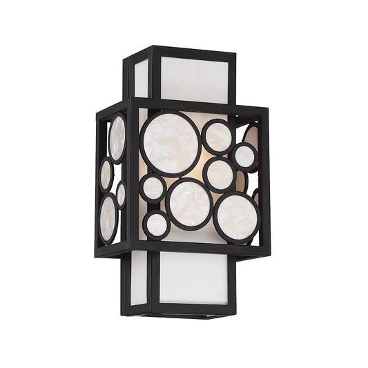 Minka Metropolitan Mosaic 1-Light Wall Sconce | Oil Rubbed Bronze and White | Hallway & Bedroom Accent | 8 x 14 x 8 in | Model N7751-143