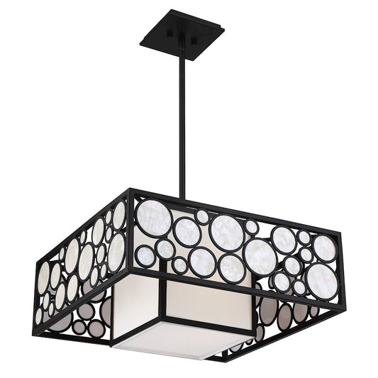 Minka Metropolitan Mosaic 21in 2-Light Pendant | Traditional Oil Rubbed Bronze & White Linen | Kitchen Island & Dining Room | Model N7753-143