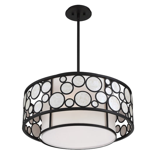 Minka Metropolitan Mosaic 24in 4-Light Pendant | Oil Rubbed Bronze and White Linen | Kitchen Island & Dining Room | 24 x 24 x 12 in | Model N7754-143