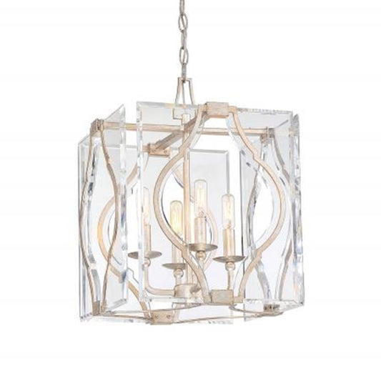 Metropolitan Lighting Brenton Cove 14in 4-Light Pendant | Transitional Gold Mist Gold Leaf | Kitchen Island & Dining Room | Model N7763-683