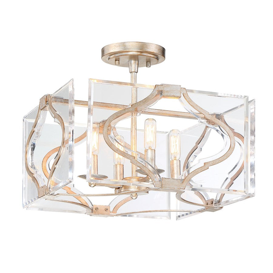 Metropolitan Lighting Brenton Cove 16in 4-Light Semi-Flush Mount | Transitional Gold Mist Gold Leaf | Entryway & Hallway | Model N7764-683