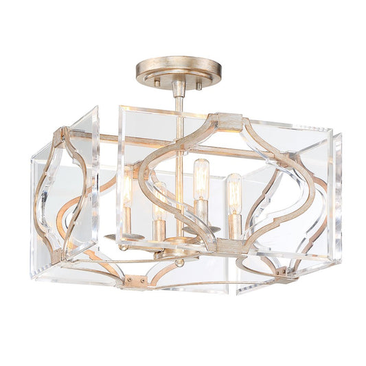 Metropolitan Lighting Brenton Cove 16in 4-Light Semi-Flush Mount | Transitional Gold Mist Gold Leaf | Entryway & Hallway | Model N7764-683