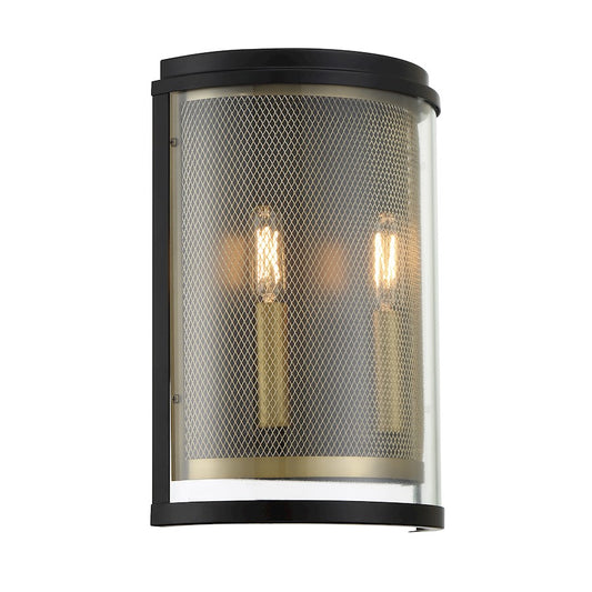 Minka Metropolitan Soho 2-Light Wall Sconce | Transitional Coal and Soft Brass Metal | Hallway & Bedroom Accent | 9 x 4 x 13 in | Model N7812-726