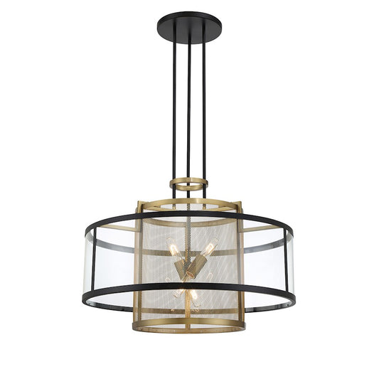 Minka Metropolitan Soho 30in 4-Light Pendant | Transitional Coal and Soft Brass | Kitchen Island & Dining Room | 30 x 30 x 27 in | Model N7813-726