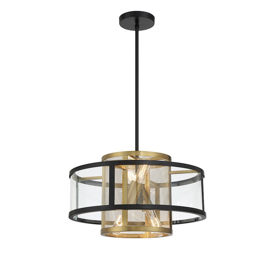 Minka Metropolitan Soho 18in 4-Light Convertible Semi-Flush/Pendant | Transitional Coal and Soft Brass Metal | Kitchen Island & | Model N7814-726