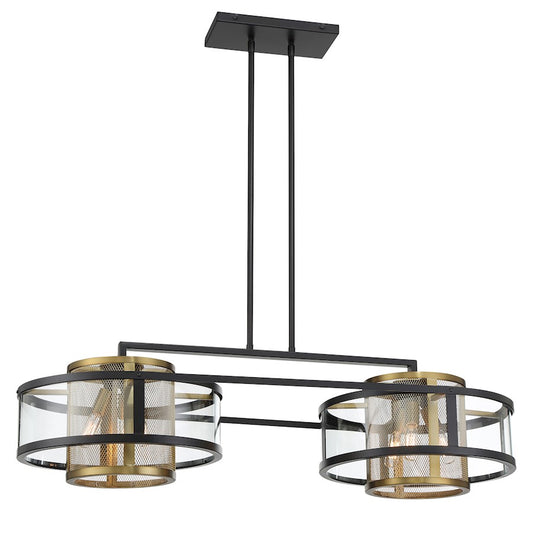 Minka Metropolitan Soho 38in 6-Light Island Pendant | Transitional Coal & Soft Brass | Kitchen Island & Dining Room | Model N7819-726