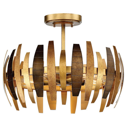 Metropolitan Lighting Manitou 19in 5-Light Semi Flush Mount | Transitional Ardor Gold Metal | Entryway & Hallway Ceiling Light | Model N7835-659