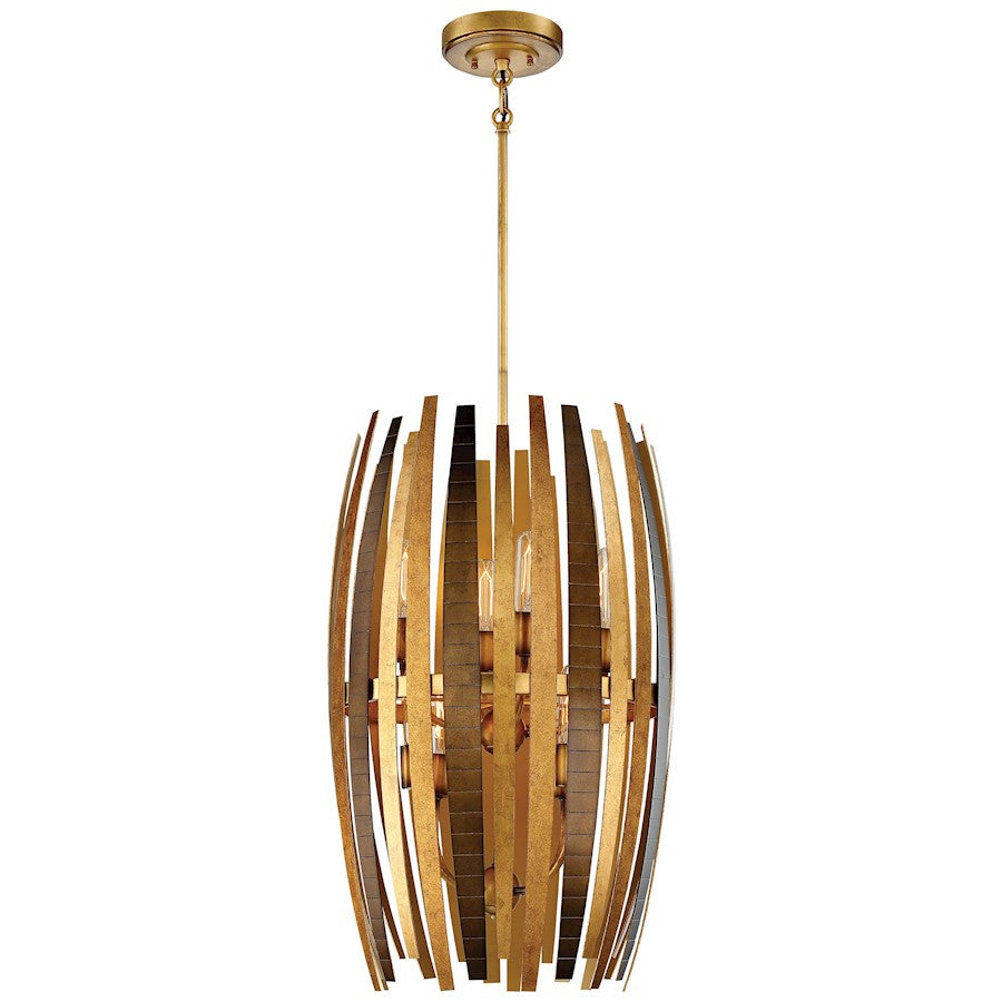 Metropolitan Lighting Manitou 17in 8-Light Pendant | Industrial Ardor Gold and Bronze Metal | Kitchen Island & Dining Room | Model N7838-659