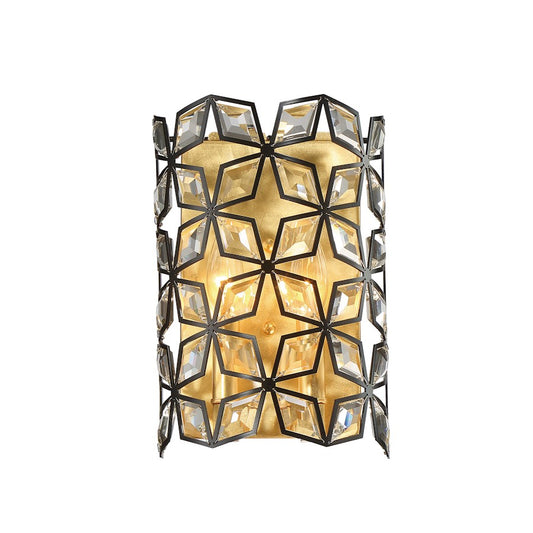 Minka Metropolitan Brookcrest 8in 2-Light Wall Sconce | Transitional Sand Coal and Gold Leaf | Damp-Rated Hallway & Bathroom Accent | Model N7842-711