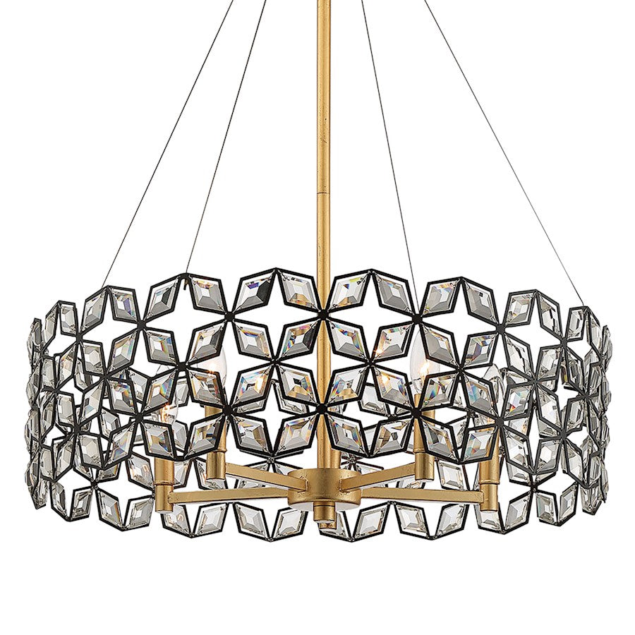 Minka Metropolitan Brookcrest 25in 5-Light Pendant | Transitional Sand Coal with Gold Leaf | Kitchen Island & Dining Room | Model N7845-711