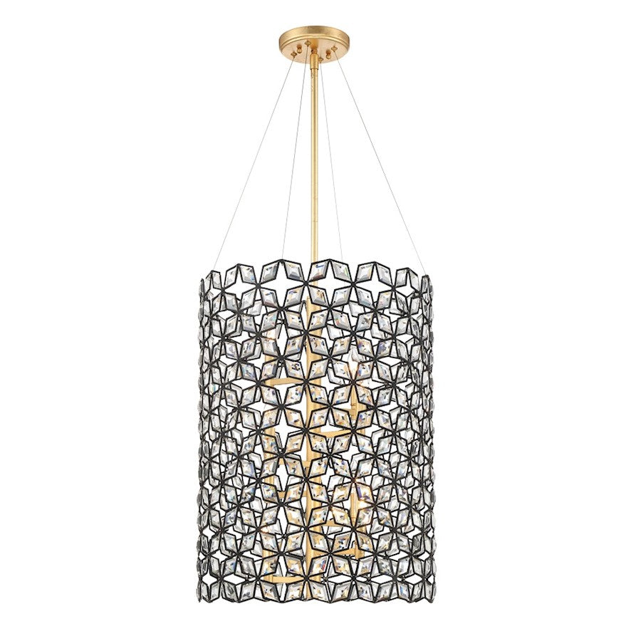 Minka Metropolitan Brookcrest 20in 8-Light Pendant | Industrial Sand Coal & Gold Leaf | Dining Room & Great Room | 20 x 20 x 26 in | Model N7847-711
