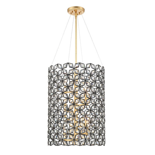 Minka Metropolitan Brookcrest 20in 8-Light Pendant | Industrial Sand Coal & Gold Leaf | Dining Room & Great Room | 20 x 20 x 26 in | Model N7847-711
