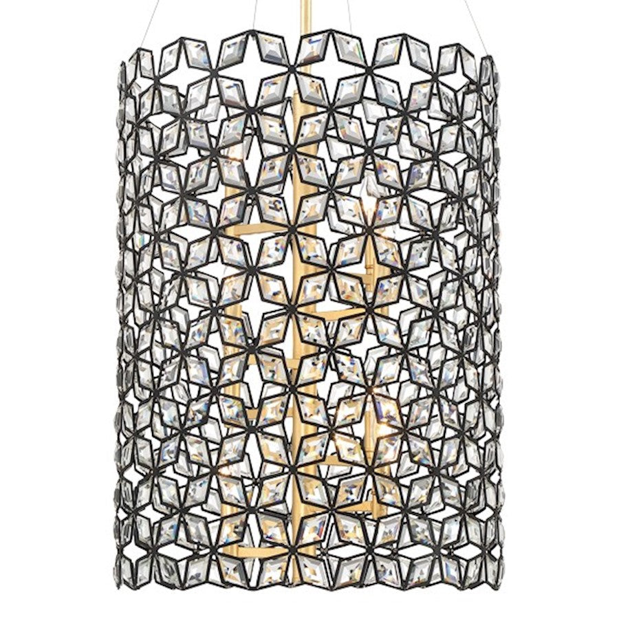 Minka Metropolitan Brookcrest 20in 8-Light Pendant | Industrial Sand Coal & Gold Leaf | Dining Room & Great Room | 20 x 20 x 26 in | Model N7847-711