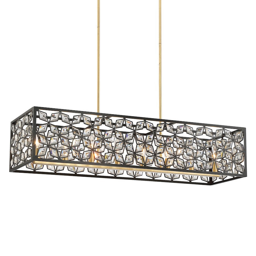 Minka Metropolitan Brookcrest 39in 8-Light Island Light | Transitional Sand Coal with Gold Leaf | Kitchen Island & Dining Room | Model N7848-711