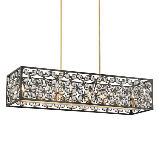 Minka Metropolitan Brookcrest 39in 8-Light Island Light | Transitional Sand Coal with Gold Leaf | Kitchen Island & Dining Room | Model N7848-711