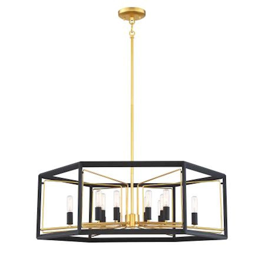 Metropolitan Lighting Sable Point 26in 12-Light Pendant | Contemporary Sand Black with Honey Gold Accent | Kitchen Island & Dining | Model N7855-707