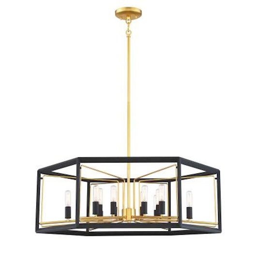 Metropolitan Lighting Sable Point 26in 12-Light Pendant | Contemporary Sand Black with Honey Gold Accent | Kitchen Island & Dining | Model N7855-707