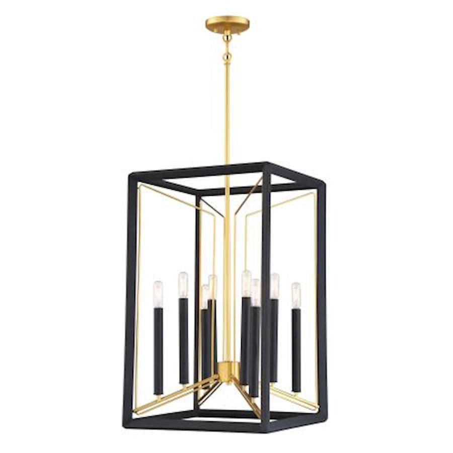 Metropolitan Lighting Sable Point 16in 8-Light Pendant | Contemporary Sand Black with Honey Gold Accent | Kitchen Island & Dining | Model N7858-707