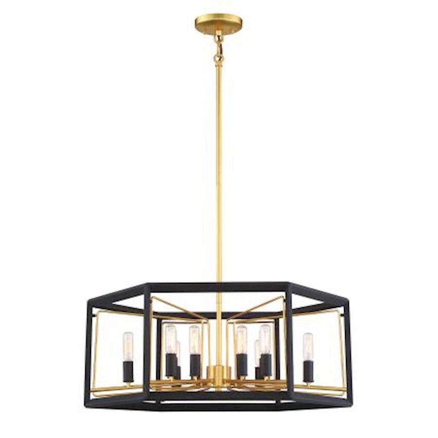 Metropolitan Lighting Sable Point 32in 12-Light Pendant | Contemporary Sand Black with Honey Gold Accents | Kitchen Island & Dining | Model N7859-707