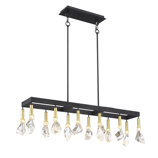 Minka Metropolitan Rare Elements 44in 12-Light Island Light | Transitional Sand Coal with Vintage Brass | Kitchen Island & Dining | Model N7866-678-L