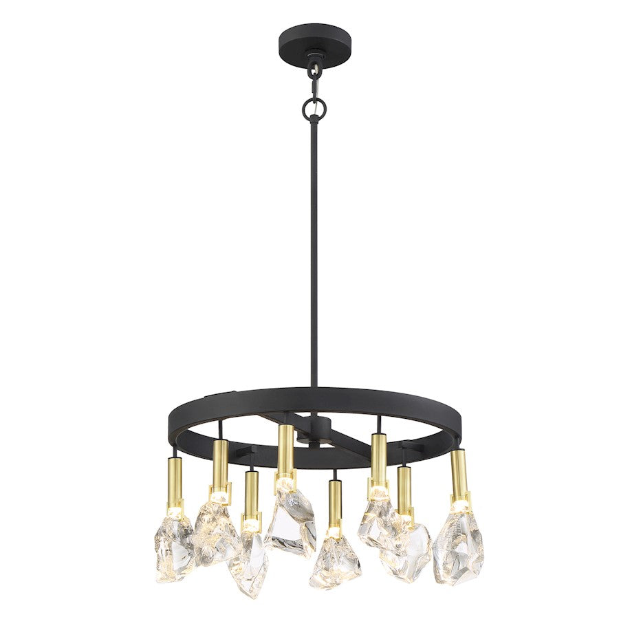 Minka Metropolitan Rare Elements 20in 8-Light Chandelier | Transitional Sand Coal and Vintage Brass | Damp-Rated Dining Room & | Model N7868-678-L