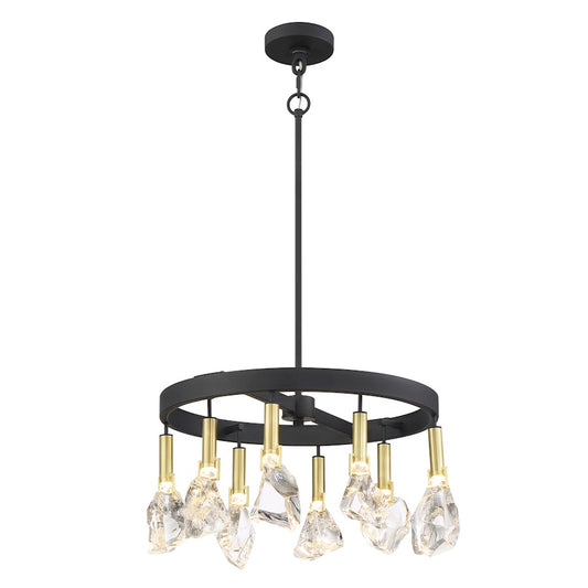 Minka Metropolitan Rare Elements 20in 8-Light Chandelier | Transitional Sand Coal and Vintage Brass | Damp-Rated Dining Room & | Model N7868-678-L