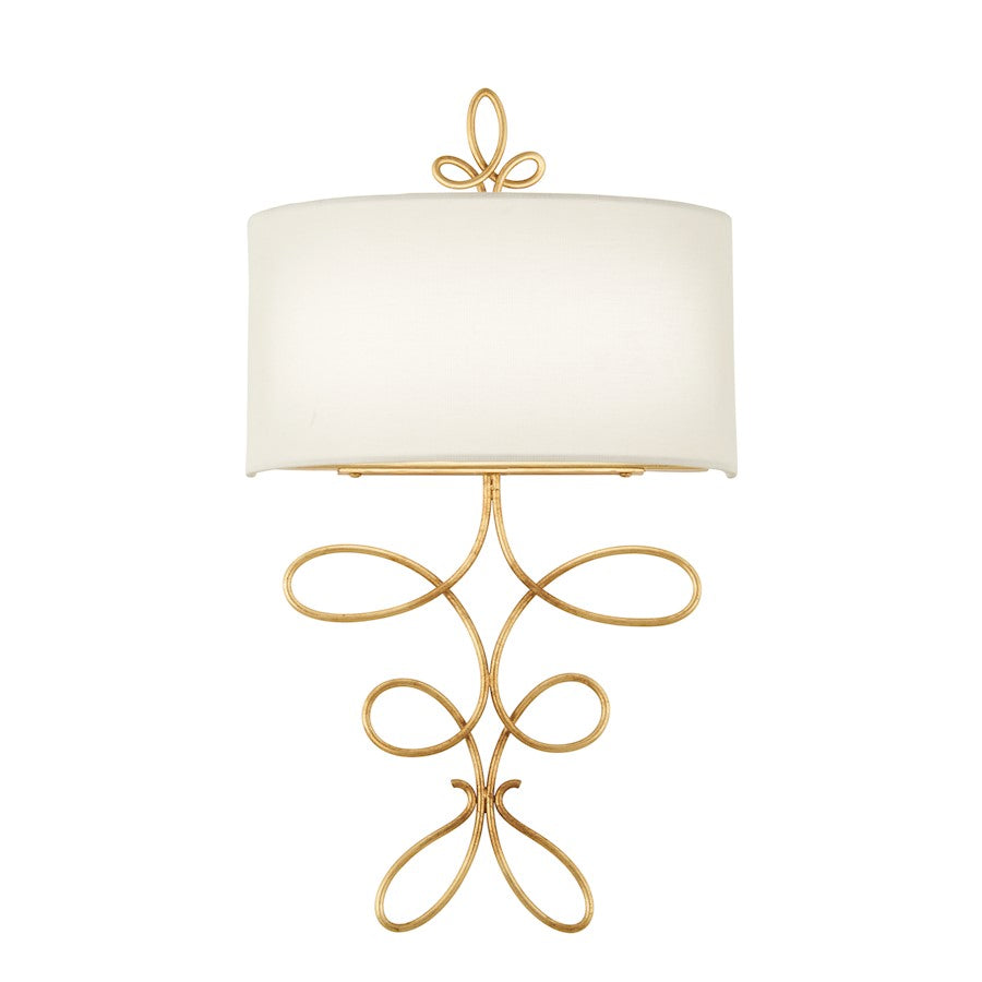 Minka Metropolitan Gianella 11in 2-Light LED Wall Sconce | Traditional Ardent Gold Leaf | Living Room & Bathroom Accent | Model N7910-696-L