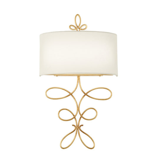 Minka Metropolitan Gianella 11in 2-Light LED Wall Sconce | Traditional Ardent Gold Leaf | Living Room & Bathroom Accent | Model N7910-696-L
