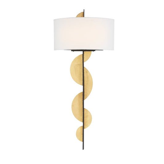 Minka Metropolitan Navia 28in 2-Light Wall Sconce | Traditional Sand Coal and Ardent Gold Leaf | Living Room & Hallway | Model N7920-682-L