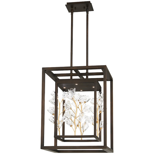 Minka Metropolitan Maison Des Fleurs 18in 4-Light LED Pendant | Traditional Regal Bronze and Empire Gold | Dining Room & Kitchen | Model N7963-730-L