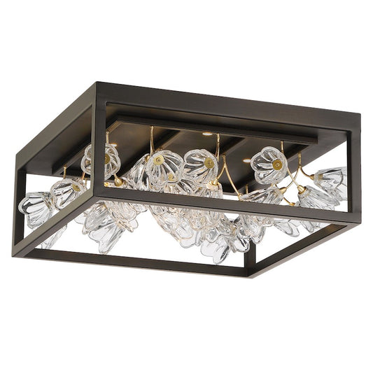 Minka Metropolitan Maison Des Fleurs 19in 4-Light LED Flush Mount | Transitional Regal Bronze with Empire Gold | Entryway & | Model N7964-730-L