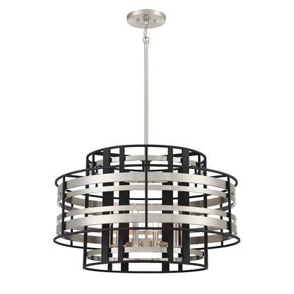 Minka Metropolitan Presten 28in 6-Light Pendant | Transitional Brushed Nickel and Sand Coal | Dining Room & Great Room | Model N7985-420