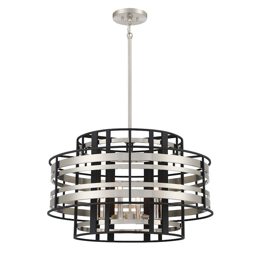 Minka Metropolitan Presten 28in 6-Light Pendant | Transitional Brushed Nickel and Sand Coal | Dining Room & Great Room | Model N7985-420