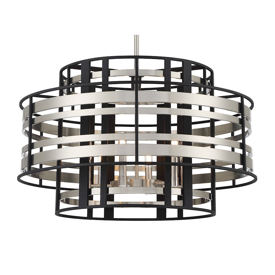 Minka Metropolitan Presten 28in 6-Light Pendant | Transitional Brushed Nickel and Sand Coal | Dining Room & Great Room | Model N7985-420